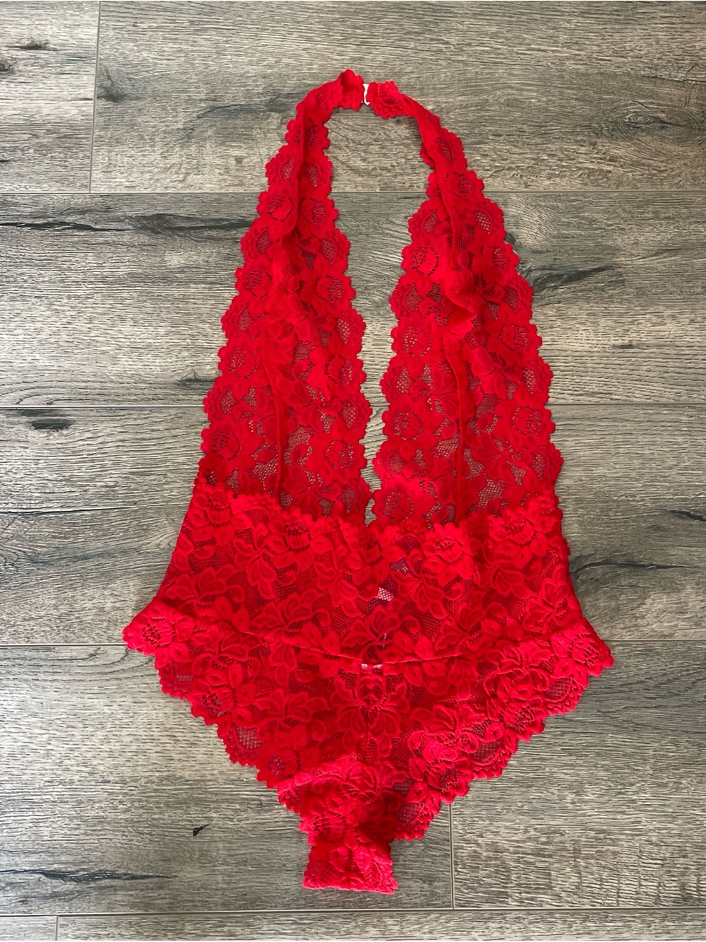 Adore Me Red Floral Lace Halter Teddy - Picture 2 of 6